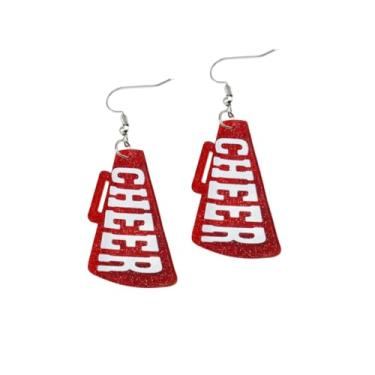 Imagem de Brincos de torcida joias de líder de torcida megafone brincos esportivos para mulheres acessórios de dia de jogo, Zinco, Sem pedra preciosa