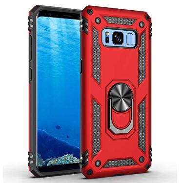 Imagem de Dishibei Capa de impacto de queda de grau militar para Samsung Galaxy S8 Plus 15.7 cm 360 anel giratório de metal suporte suporte suporte magnético embutido armadura para celular Galaxy S8+ Plus