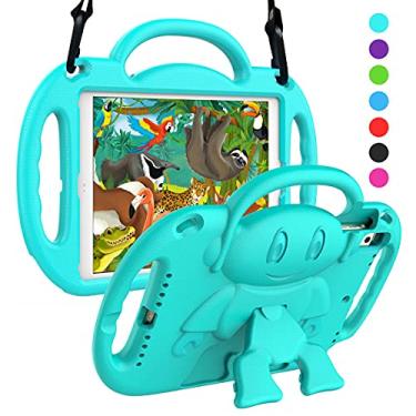 Imagem de SUPLIK Capa infantil para iPad 5ª/6ª geração (9,7 polegadas, 2017/2018), iPad Air 1, Air 2 e Pro 9,7 com alça de ombro para Apple iPad 5/6 e iPad Air 1ª/2ª geração, ciano
