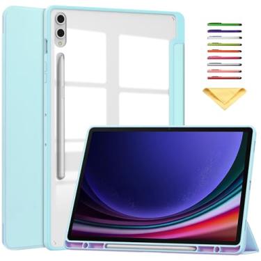 Imagem de Capa com suporte para Samsung Galaxy Tab S8 Plus 2022/Tab S7 FE 5G 2021/Tab S7 Plus 2020 (12,4 polegadas), UUcovers com porta-lápis [hibernar/despertar automático], capa transparente transparente à