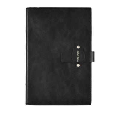 Imagem de A5 Caixa minimalista de couro para notebook com fivela de bolsa de escritório de negócios - preta