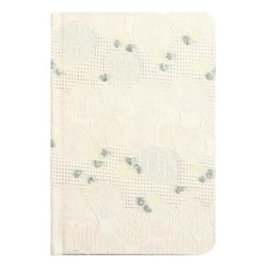 Imagem de Joucien Caderno floral minimalista ranhurado 2pc-A6 Mini tecido portátil Ledger-Digou pérola branco-14,5 * 10 cm