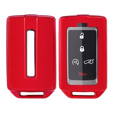 Imagem de vurbemes Capa protetora de TPU para chaveiro para controle remoto inteligente Jeep Grand Wagoneer 2021 2022, Cromado, vermelho, transparente, F