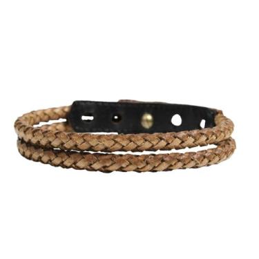 Imagem de Pulseira de Couro Masculina Country Ajustável Trançado Arrendondado Li