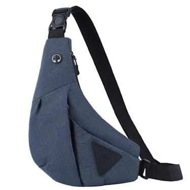 Imagem de Bolsa tiracolo tiracolo masculina e feminina, antifurto, alça única, mochila fina para viagens, Azul escuro, Mochilas Sling