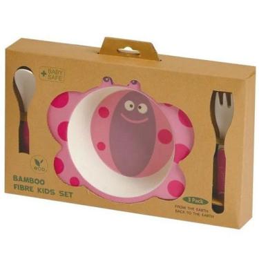 Imagem de Kit Alimentação Refeição Bebe Infantil Ecologico Prato +2 Talheres - G