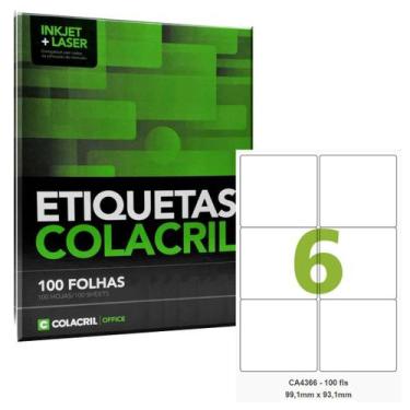 Imagem de Etiqueta Adesiva A4 CA4366 99,1 x 93,1 mm 100 Folhas Colacri - ColaCri