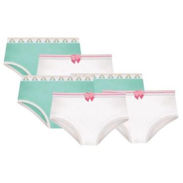 Imagem de Kit Com 6 Calcinhas Infantil Lisa Básica Selene Infanto Juvenil Para M