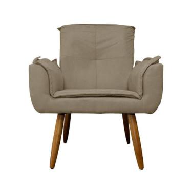 Imagem de Poltrona Estofada Para Sala de Estar Emília Plus Suede Cappuccino - LM