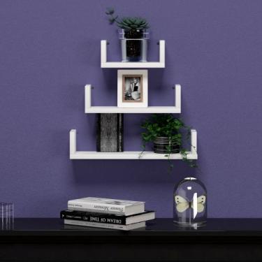 Imagem de Kit 3 Prateleiras Nicho U Quarto MDF - BAZAR DOS QUADROS, Branco