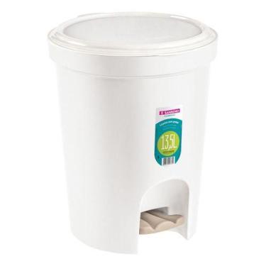 Imagem de Lixeira Com Pedal De Plástico 13,5 Litros Sanremo Branco