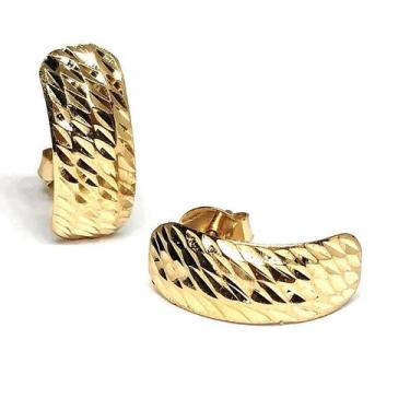Imagem de Brinco de ouro 18k Trabalhado Diamantado - Elegancy Joias