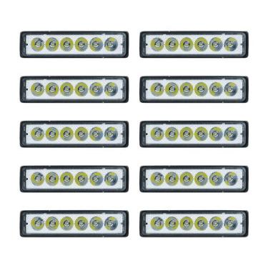 Imagem de Kit 10x Farol Led Universal 18w Trator 6 Leds Retangular - BRIWAX