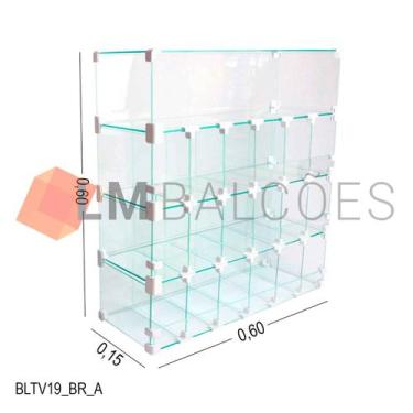 Imagem de Baleiro Expositor Branco de Vidro Display 0,60 x 0,60 x 0,15m - LM Bal