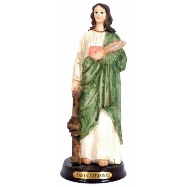 Imagem de Imagem Santa Catarina Resina Importada Religiosa 14cm - Zona Livre