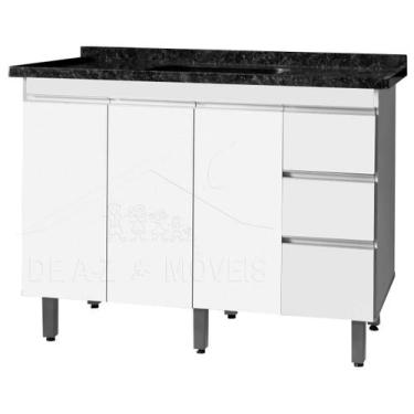 Imagem de Gabinete Para Pia de 1.20 Metro balcão 100% MDF com Puxador em Alumíni