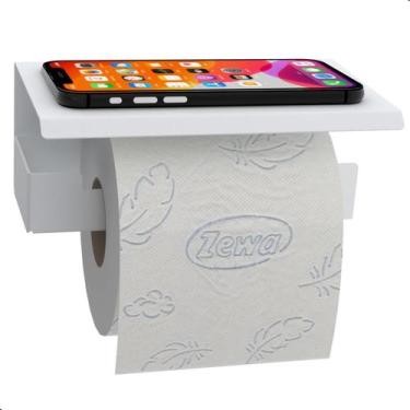 Imagem de Porta Papel Higienico Com Suporte Para Celular Branco ELG - CasaMóveis