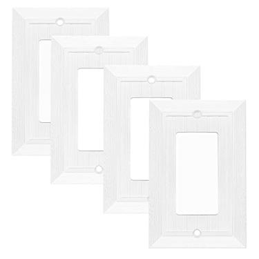 Imagem de Placa de parede decorativa moderna design de grão de madeira retrô capa de tomada para interruptor de luz, interruptor inteligente, regulador, GFCI, tomada USB (pacote com 4, decorador único)