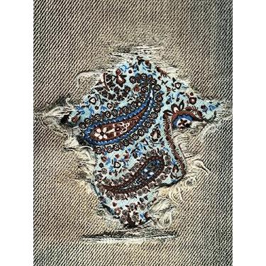 Imagem de Patches de ferro Perfect Paisley Peek-A-Boo da HoleyPatches (azul turquesa, 12,7 cm x 12,7 cm)