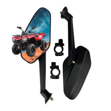 Imagem de Espelho retrovisor traseiro ATV, espelho retrovisor lateral de quadriciclo tipo bola de 360 graus WLOOD com suporte de guidão de 7/20.3 cm para motocicleta, scooter, ciclomotor, esportista, Dirt Bike
