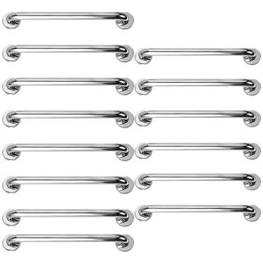 Imagem de Alça Apoio 50cm Aço Inox Kit 14 Uni Idoso Gestante Cadeirante Box Banheiro Escada Corrimao Previne Acidentes