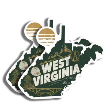 Imagem de Adesivos em forma de West Virginia State - Escolha entre 50 estados - 2 por pacote - Decalque impresso em látex - 12,7 cm - Adere a qualquer superfície plana lisa - Vinil para veículos, skates, caixas