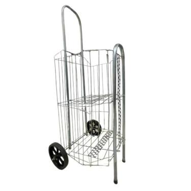Imagem de Carrinho de Feira Compras C/ Duas Rodas Cano Longo Prático  - Genérico