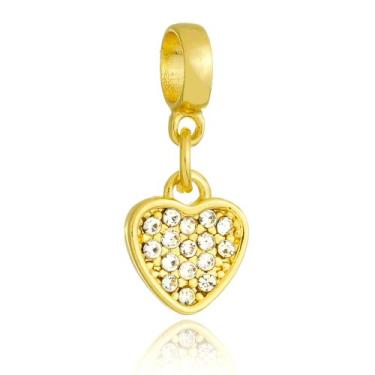 Imagem de Berloque Coração Strass Banhado a Ouro 18k - Work Semijoias