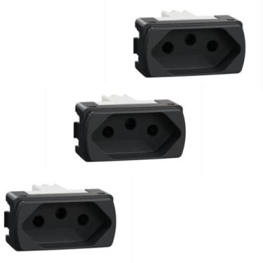 Imagem de Kit 3x Modulo Tomada 10A  Miluz S3b703041 Grafite Schneider