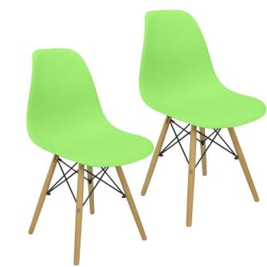 Imagem de Kit 2 Cadeiras Charles Eames Eiffel Wood Design - Lianto Decor, Verde