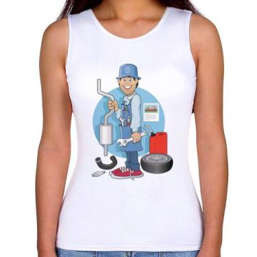 Imagem de Regata Feminina Mecânico - Foca na Moda, Branco, P