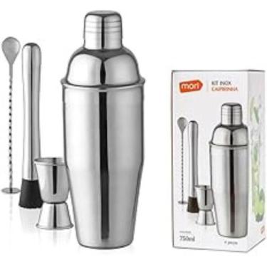 Imagem de Kit Coqueteleira Inox 750ml 4 Peças Drinks Batidas Mori