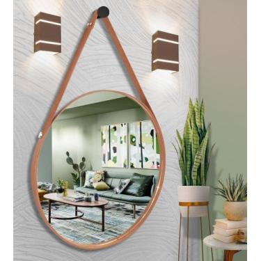Imagem de Espelho Redondo Decorativo Com Alça 50 Cm - VSA, Caramelo