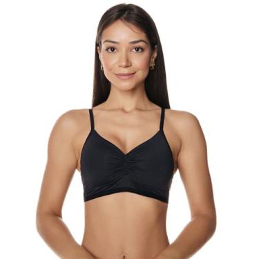 Imagem de Sutiã Top Franzido Liso Básico sem Bojo Frelith, Preto, G