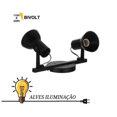 Imagem de Spot Trilho Duplo de Sobrepor Direcional 2L E-27 - ALVES ILUMINAÇÃO, P