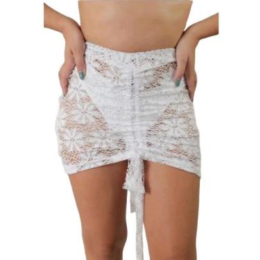 Imagem de Saída de Praia Canga Saia Moda Feminina Verão - Genérica, Saia branca