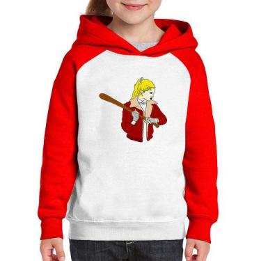 Imagem de Moletom Infantil Baseball Girl - Foca na Moda, Branco, Vermelho, 14