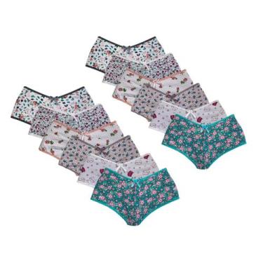 Imagem de Kit 10 Calesson Algodão Calcinha Caleçon Lingerie Feminina Confortável