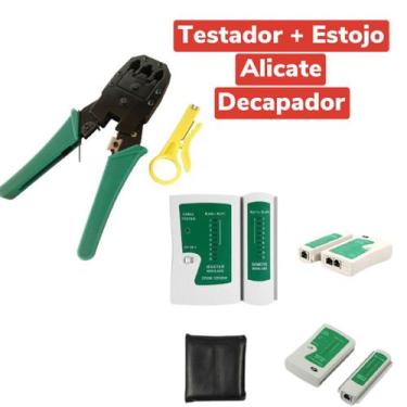 Imagem de Alicate De Crimpar Rj45 Cabo De Rede + Testador - MERCADAO DA INFORMAT
