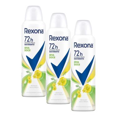 Imagem de Kit 3 Desodorantes Antitranspirante Aerossol Rexona Feminino Erva Doce 72h 150ml