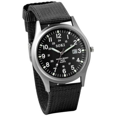 Imagem de OIDEA Relógios militares táticos masculinos: relógios de pulso analógicos de quartzo 24 horas para homens, fácil leitor, à prova d'água, luminoso, data, esporte, casual, relógio de campo, relógio