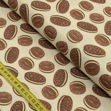 Imagem de Tecido Estampado para Patchwork - Café da Tarde : Biscoitos Fundo Bege