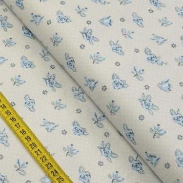 Imagem de Tecido Estampado para Patchwork - Florescer : Mini Cinza E Azul (0,50x