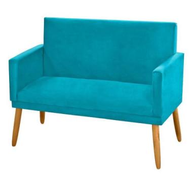 Imagem de Sofá Poltrona para Sala de Espera 2 Lugares Suede Azul Turquesa - JBF 