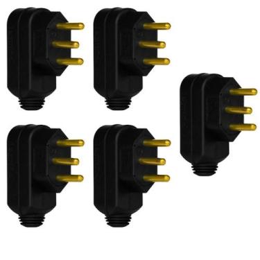 Imagem de 5 Plug Macho Pial Legrand 10A com Terra e Saída Lateral