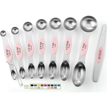 Imagem de Spring Chef Conjunto de 8 colheres de medição magnéticas de aço inoxidável com nivelador, colher de chá dupla face e colheres de sopa com ímãs fortes, utensílios de cozinha para assar e cozinhar -