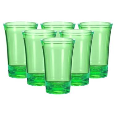 Imagem de HARFINGTON 6 peças de copos de dose de poliestireno de 34 g, ombré, multicoloridos, para coquetéis, copos redondos, bebidas alcoólicas, verde