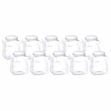 Imagem de Kit 10 Potes Plástico Quadrado Multiuso 1,3L Organizador Com Tampa