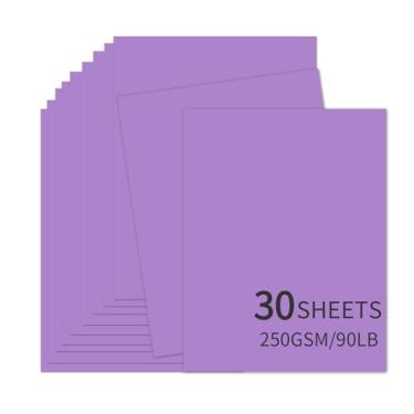 Imagem de 30 folhas de cartolina roxa 21 x 28 cm, 250 g/m2 / 40,8 kg, cartolina A4 grossa e lisa, perfeita para convites, menus, artesanato, cartões DIY, artes e artesanato (roxo)