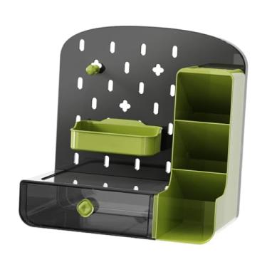 Imagem de ＫＬＫＣＭＳ Organizador de mesa pegboard com acessórios de armazenamento de papelaria com gaveta porta-lápis para crianças adultos sala de jogos escola em casa, Preto